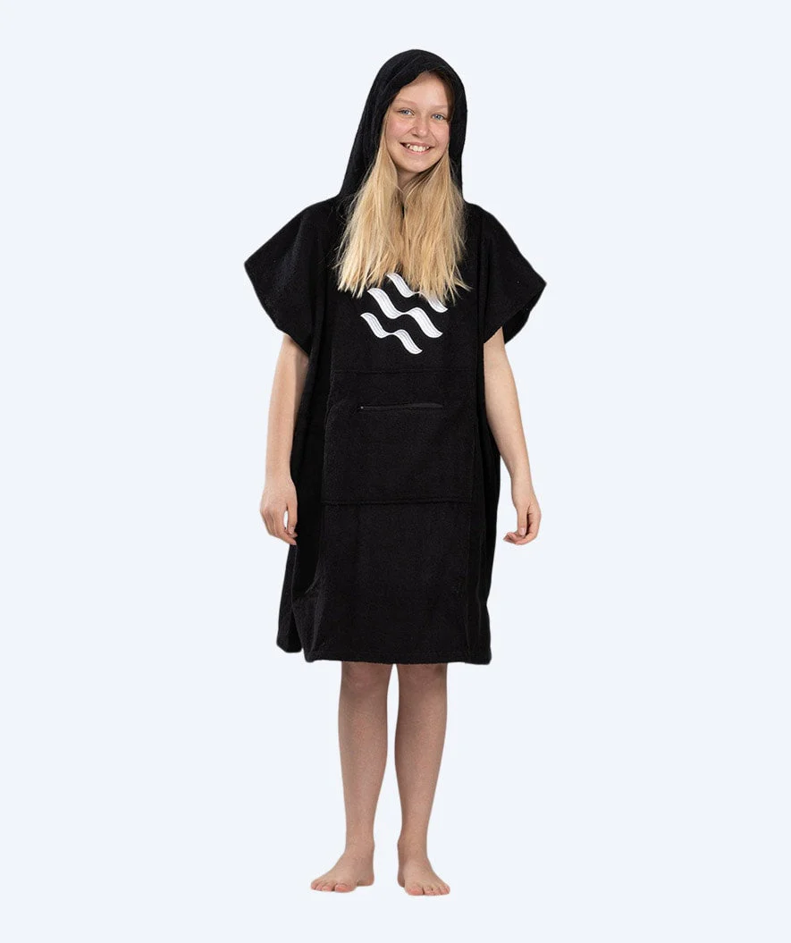 Watery Badeponcho für Junioren (6-15) - Baumwolle - Schwarz