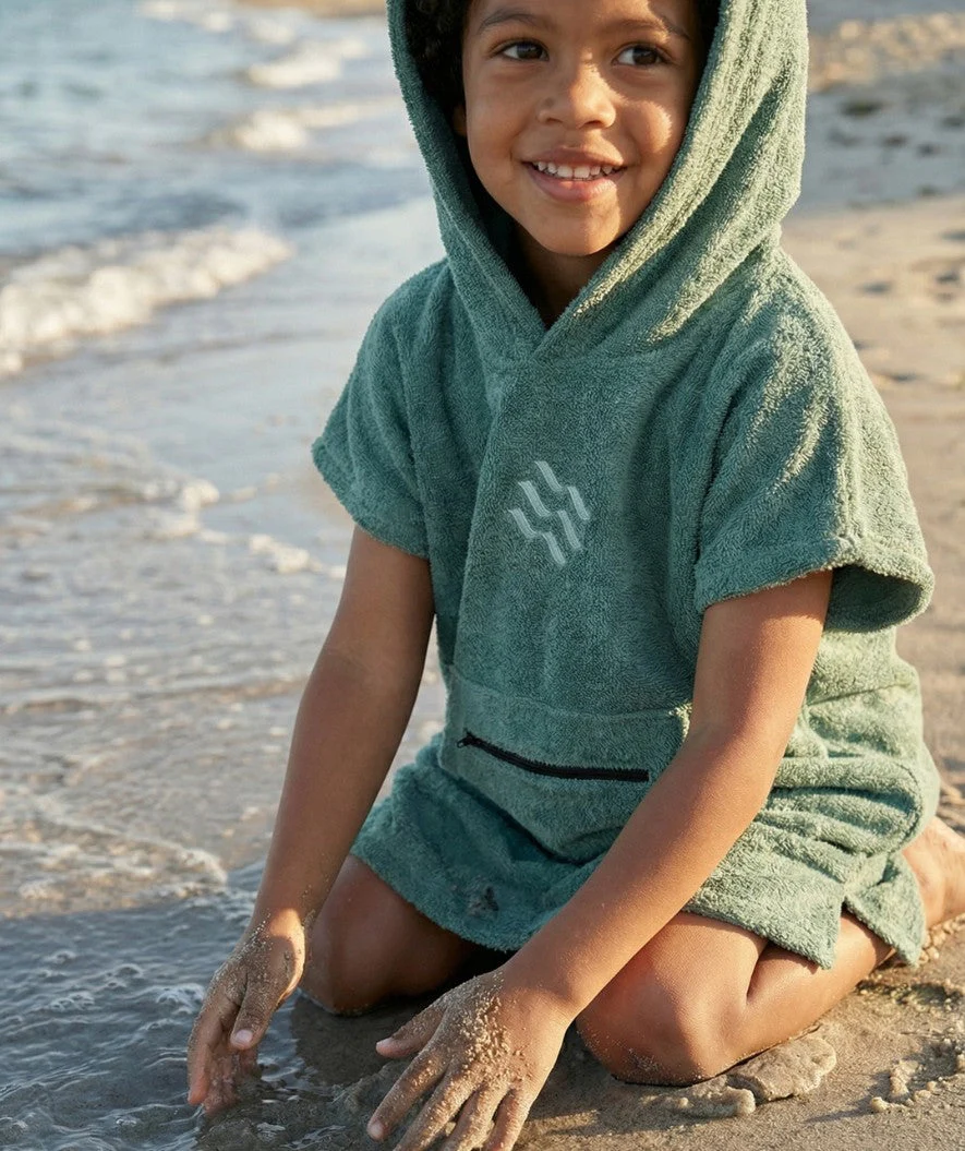 Watery Badeponcho für Kinder (1-6) - Baumwolle - Forrest Green - Image 4