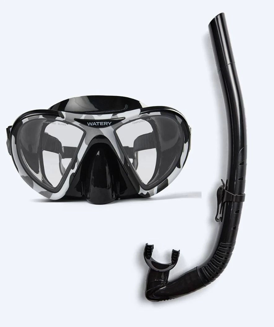 Watery Combo Schnorchelset für Erwachsene (ab 15 Jahre) - Rudder Camo/Itzel - Schwarz