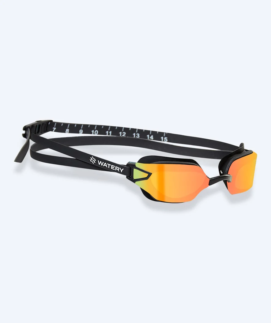 Watery Wettkampf Schwimbrille für Kinder - Power Lane - Schwarz/Gold