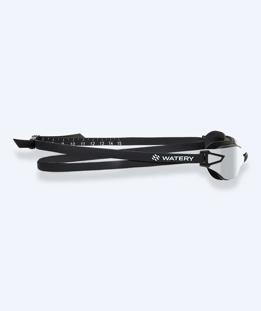 Watery Wettkampf Schwimbrille für Kinder - Power Lane - Schwarz/Silber - Image 5