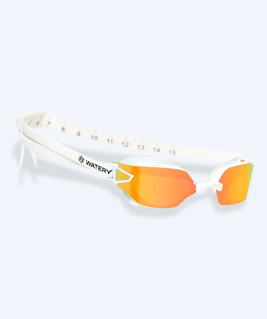 Watery Wettkampf Schwimbrille für Kinder - Power Lane - Weiß/Gold