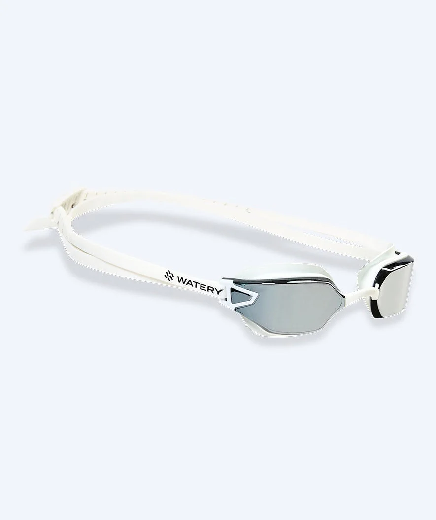 Watery Wettkampf Schwimbrille für Kinder - Power Lane - Weiß/Silber
