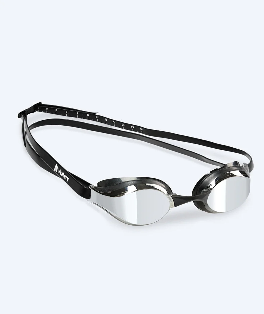 Watery Elite Schwimmbrillen - Poseidon Mirror - Schwarz/Silber