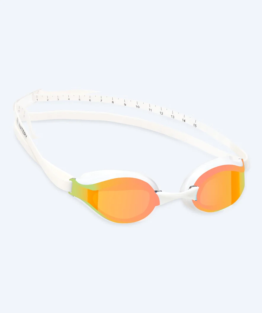Watery Elite Schwimmbrillen - Poseidon Mirror - Weiß/Gold