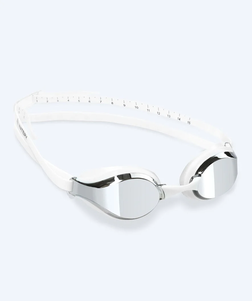 Watery Elite Schwimmbrillen - Poseidon Mirror - Weiß/Silber
