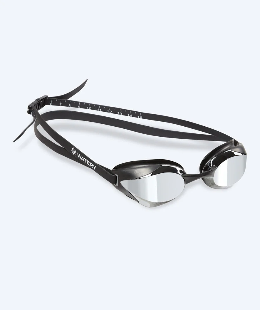 Watery Elite Schwimmbrillen - Poseidon Ultra Mirror - Schwarz/Silber