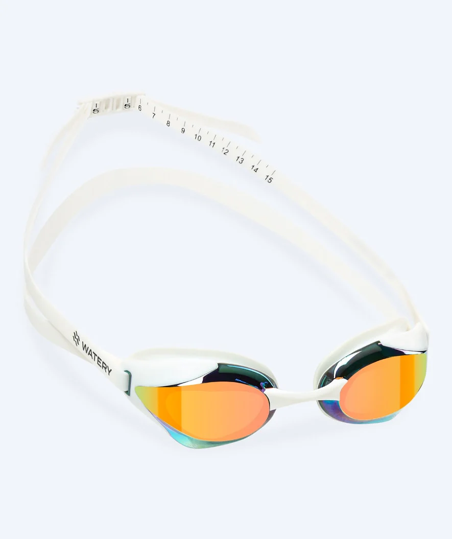 Watery Elite Schwimmbrillen - Poseidon Ultra Mirror - Weiß/Gold