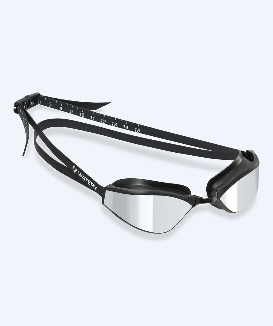 Watery Elite Schwimmbrillen - Storm Racer Mirror - Schwarz/Silber