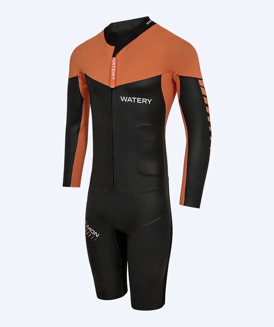 Watery Neoprenanzug für Herren - Salmon Swimrun - Schwarz/Orange - Image 2