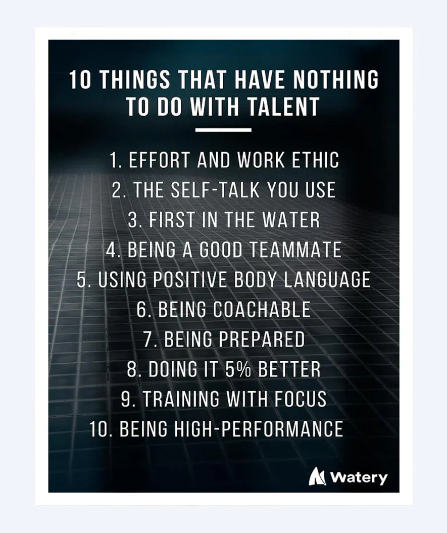 Watery Poster mit Schwimmsport-Motiven - 10 things that have nothing to do with talent - B2