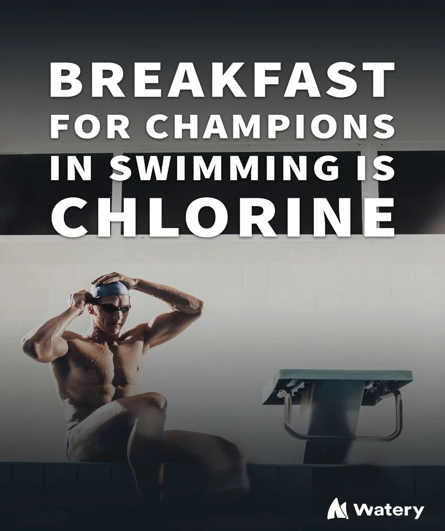 Watery Poster mit Schwimmsport-Motiven - Breakfast for champions in swimming is chlorine - Image 3