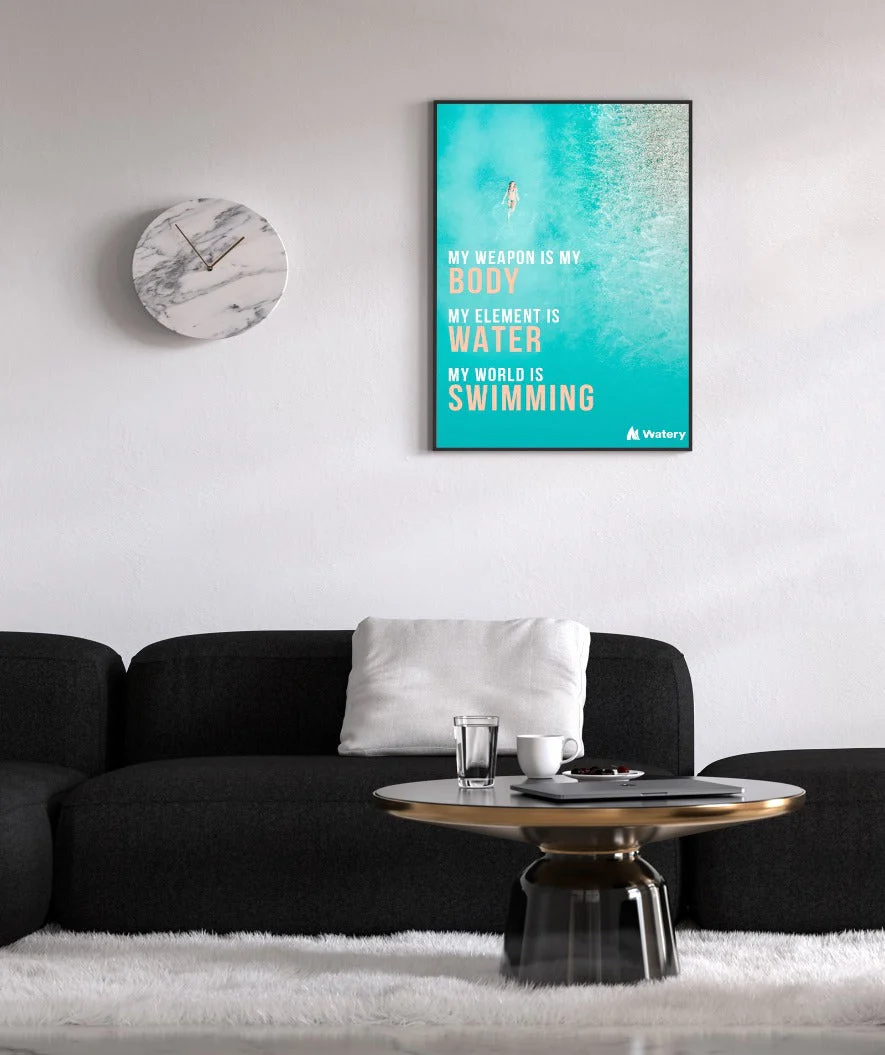 Watery Poster mit Schwimmsport-Motiven - My World is Swimming - Image 2
