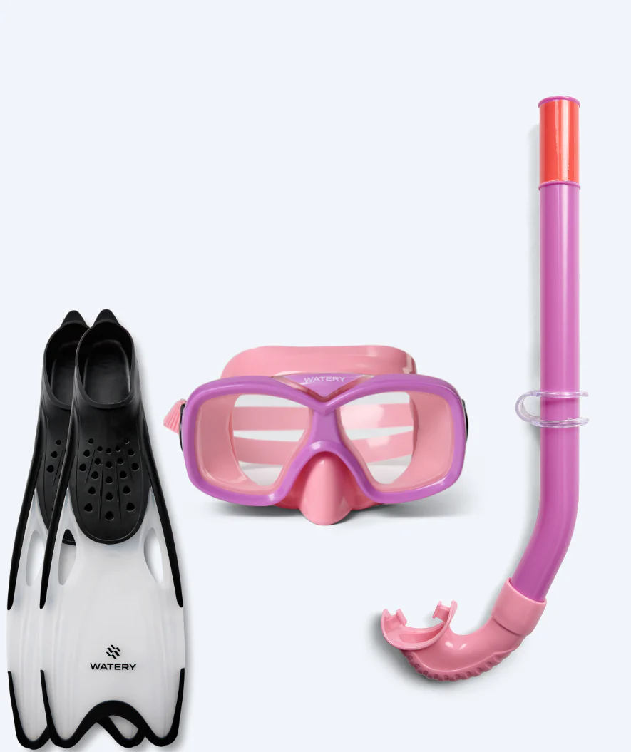 Watery Schnorchelset für Kinder (8-15) - Misu/Rilian - Hellrosa/Schwarz