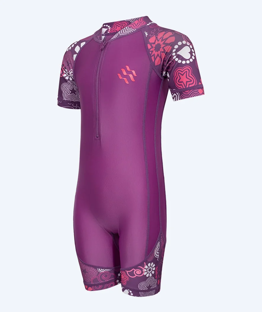 Watery UV Anzug für Kinder - Athena Kurzarm Rashguard - Lila