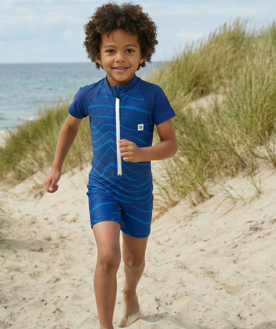 Watery UV Anzug für Kinder - Fjord Kurzarm Rashguard - Donkerblau - Image 4