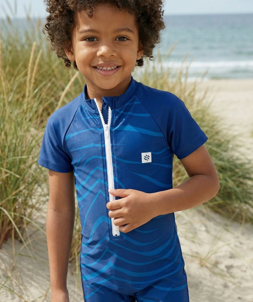 Watery UV Anzug für Kinder - Fjord Kurzarm Rashguard - Donkerblau - Image 5