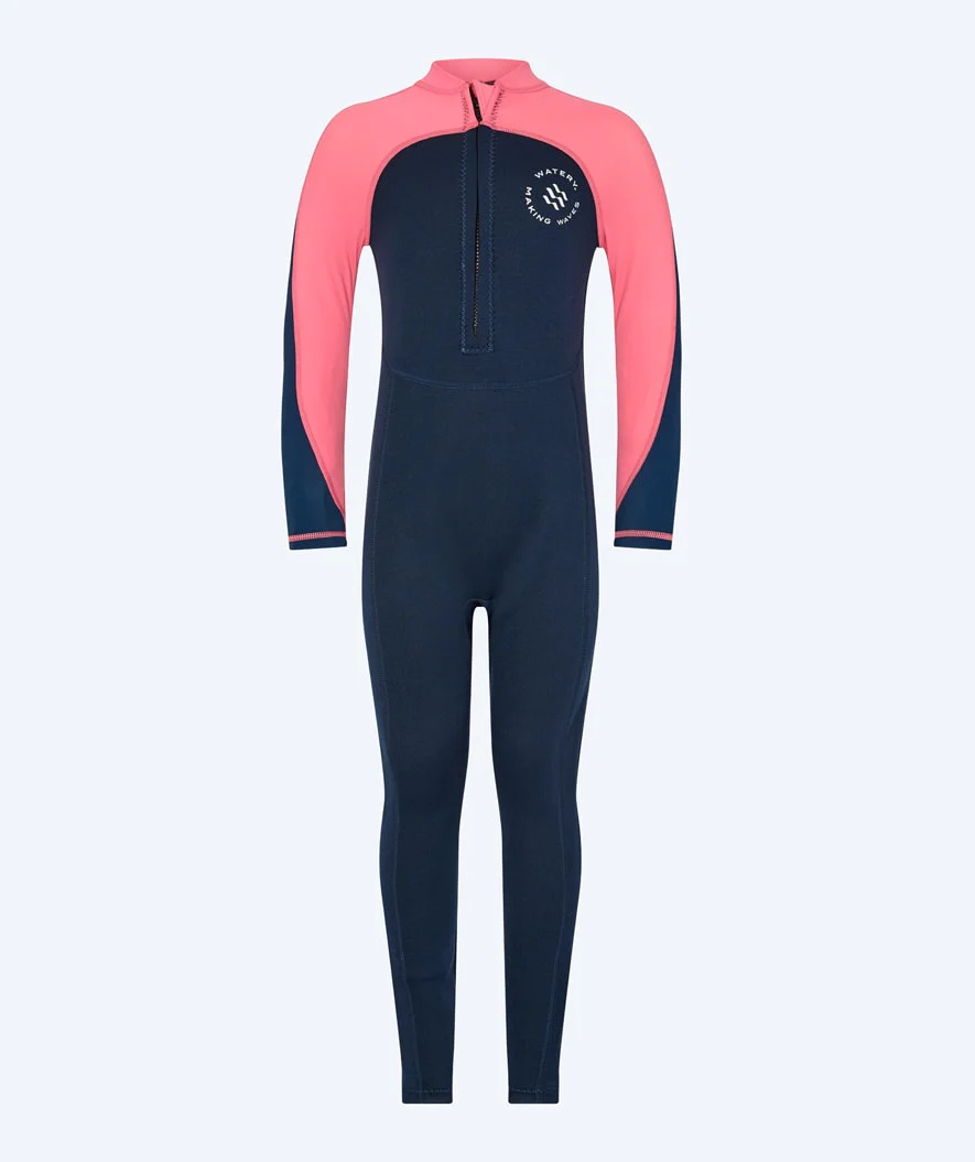 Watery UV Neoprenanzug für Kinder - Calypso Full-Body - Koralle/Donkerblau - Image 2