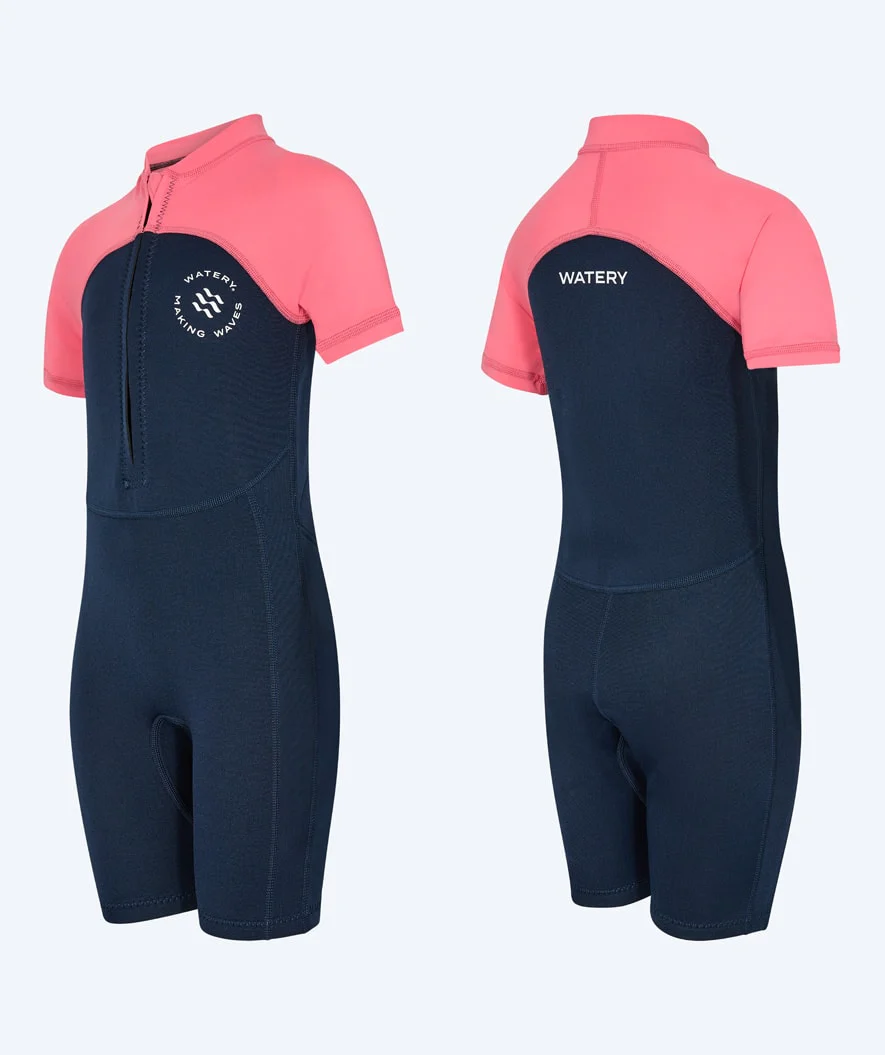 Watery UV Neoprenanzug für Kinder - Calypso Shorty - Koralle/Donkerblau