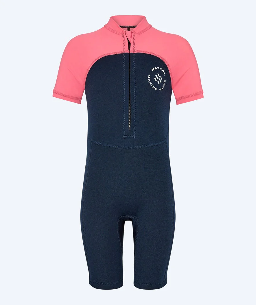 Watery UV Neoprenanzug für Kinder - Calypso Shorty - Koralle/Donkerblau - Image 2