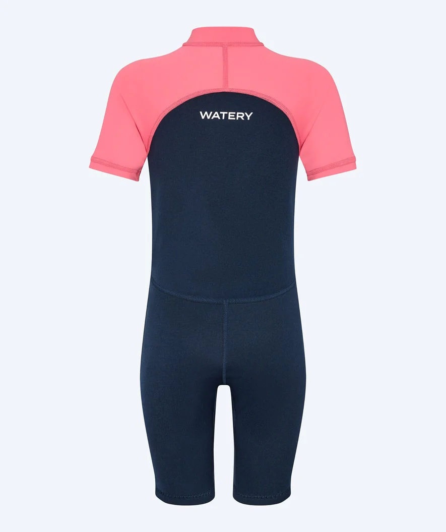 Watery UV Neoprenanzug für Kinder - Calypso Shorty - Koralle/Donkerblau - Image 3