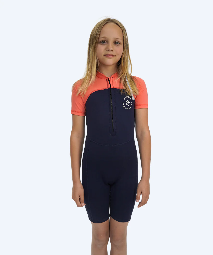 Watery UV Neoprenanzug für Kinder - Calypso Shorty - Orange/Blau - Image 2