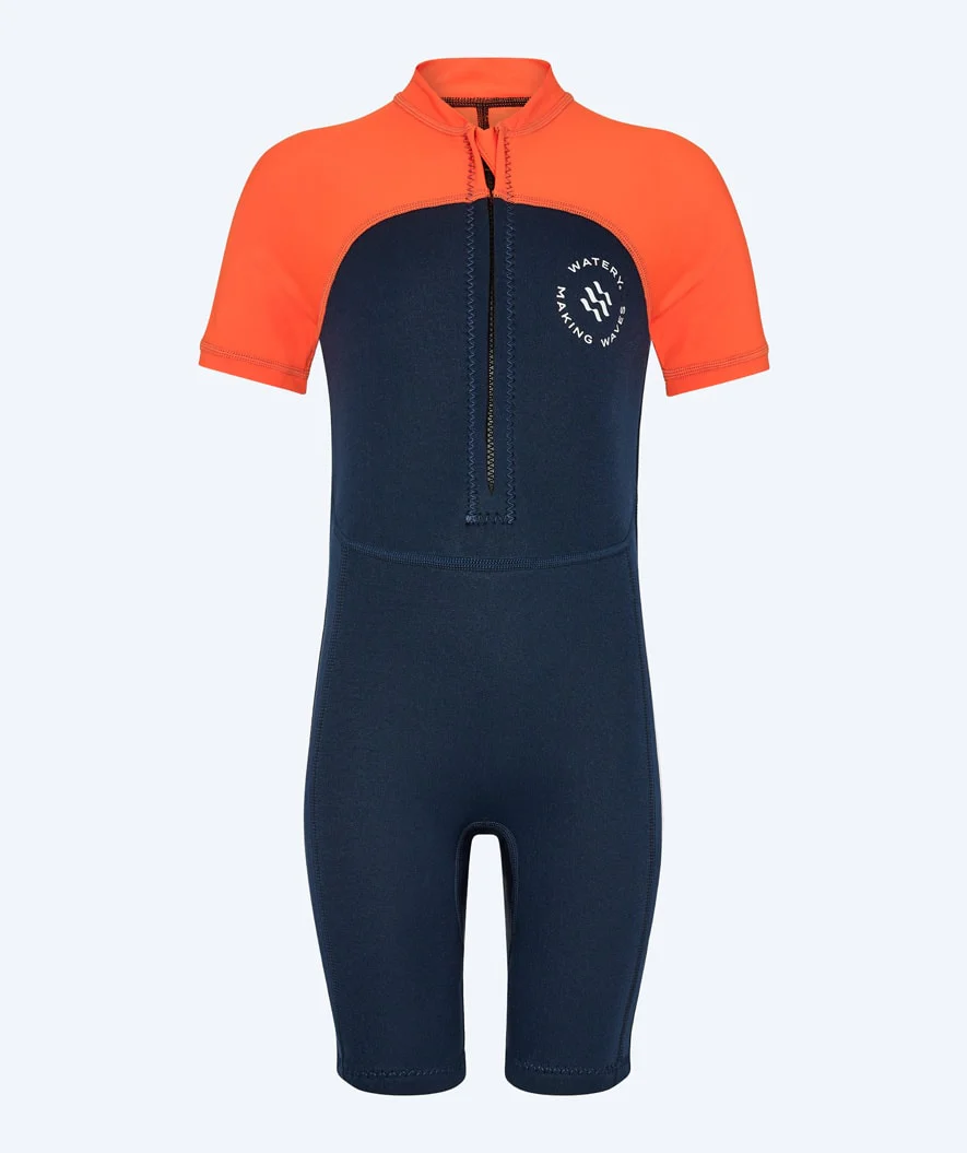 Watery UV Neoprenanzug für Kinder - Calypso Shorty - Orange/Blau - Image 3