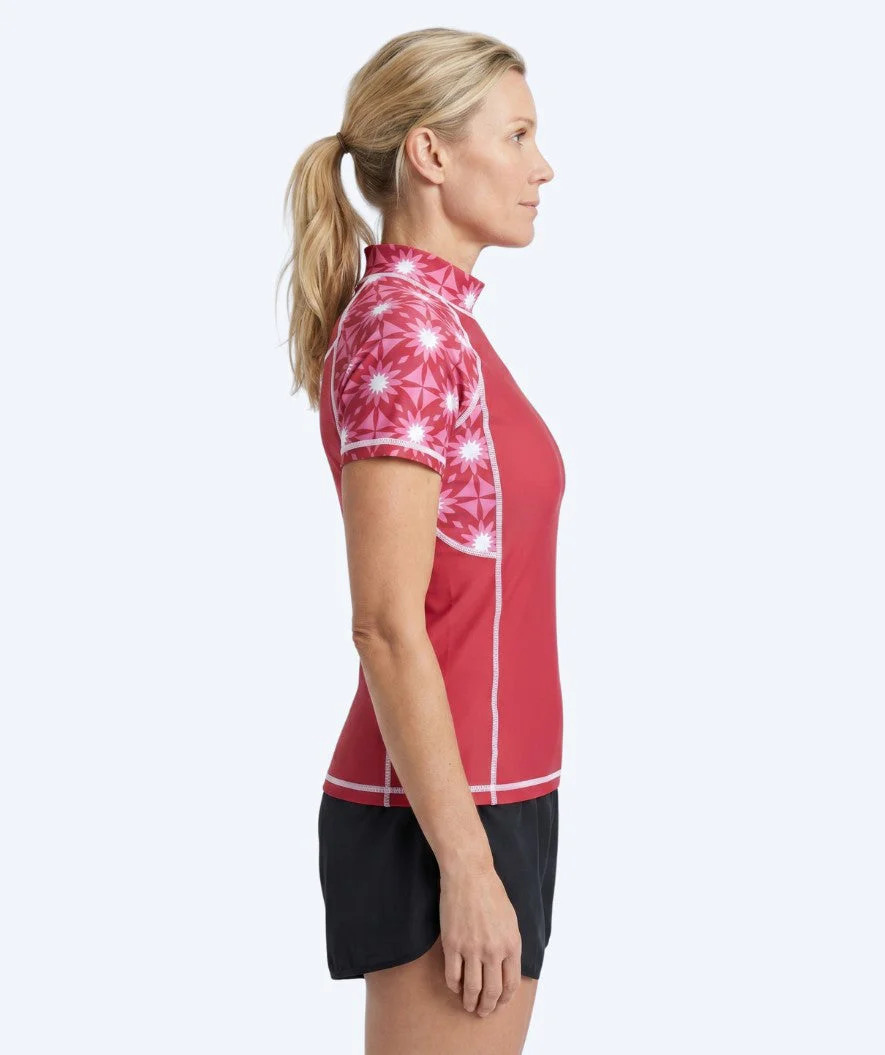Watery UV Shirt für Damen - Aiko Kurzarm Rashguard - Rosa/Dunkelrot - Image 3