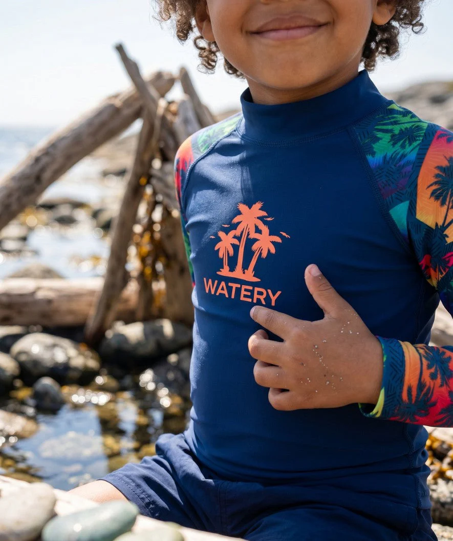 Watery UV Shirt für Kinder - Katsu Langarm Rashguard - Mehrfarbig/Donkerblau - Image 5