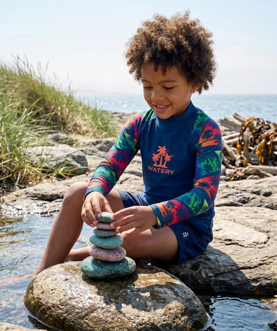 Watery UV Shirt für Kinder - Katsu Langarm Rashguard - Mehrfarbig/Donkerblau - Image 6