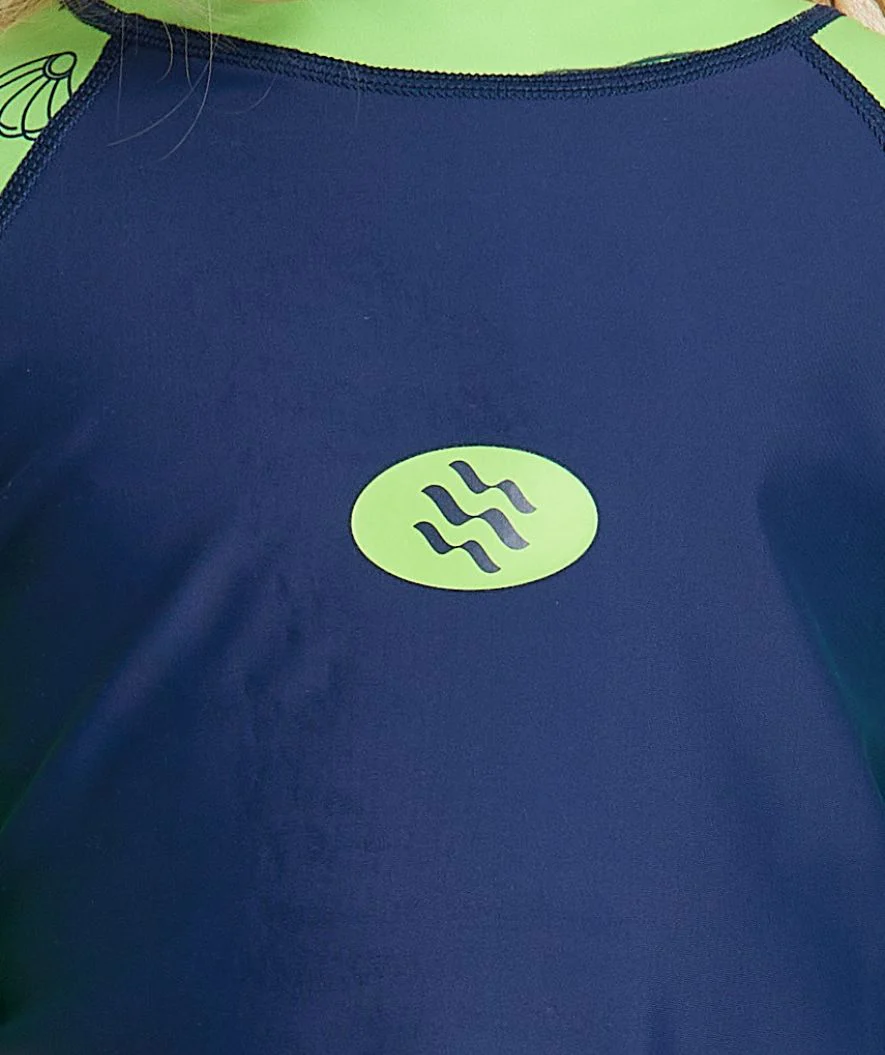 Watery UV Shirt für Kinder - Brandman Kurzarm Rashguard - Grün/Blau - Image 11