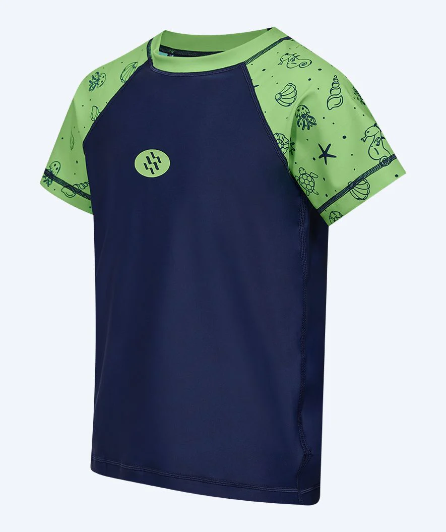 Watery UV Shirt für Kinder - Brandman Kurzarm Rashguard - Grün/Blau - Image 12