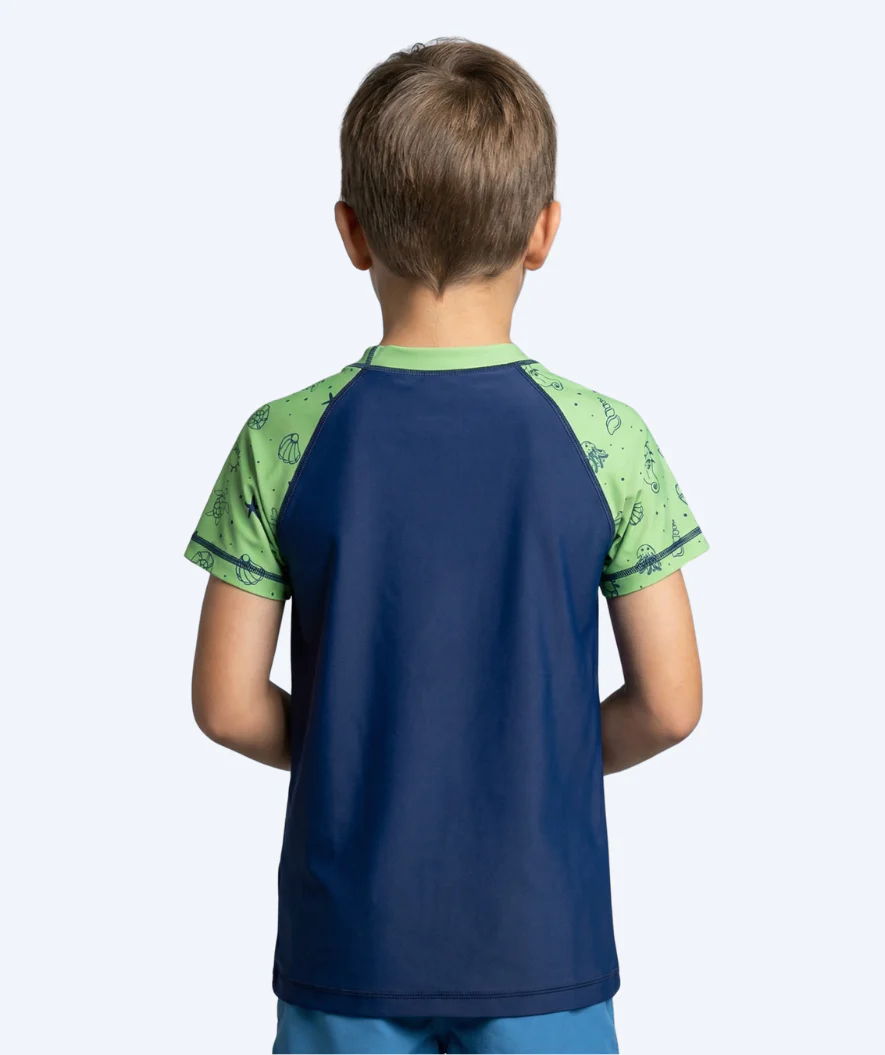 Watery UV Shirt für Kinder - Brandman Kurzarm Rashguard - Grün/Blau - Image 2