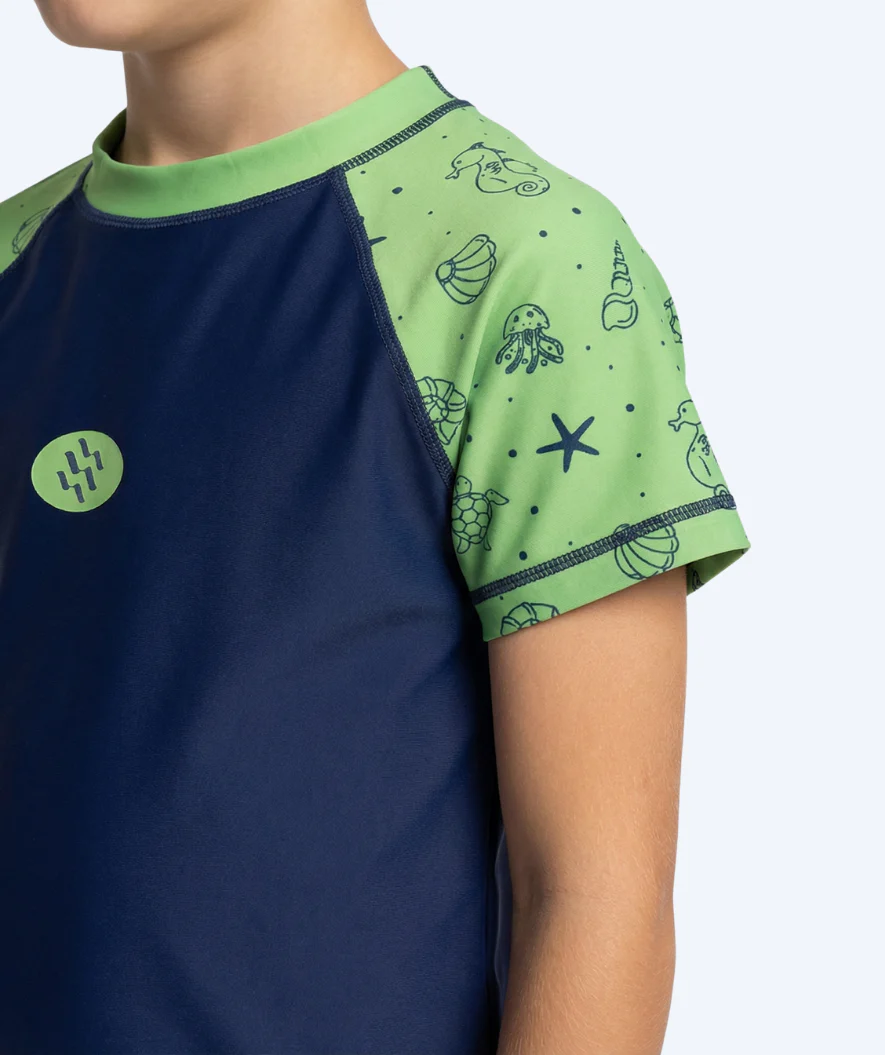 Watery UV Shirt für Kinder - Brandman Kurzarm Rashguard - Grün/Blau - Image 3