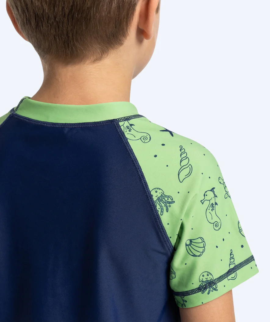 Watery UV Shirt für Kinder - Brandman Kurzarm Rashguard - Grün/Blau - Image 5