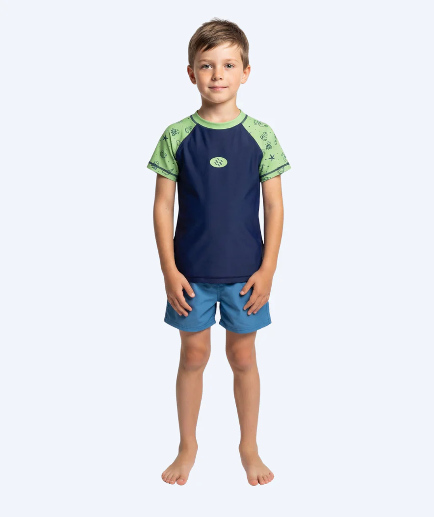 Watery UV Shirt für Kinder - Brandman Kurzarm Rashguard - Grün/Blau - Image 7