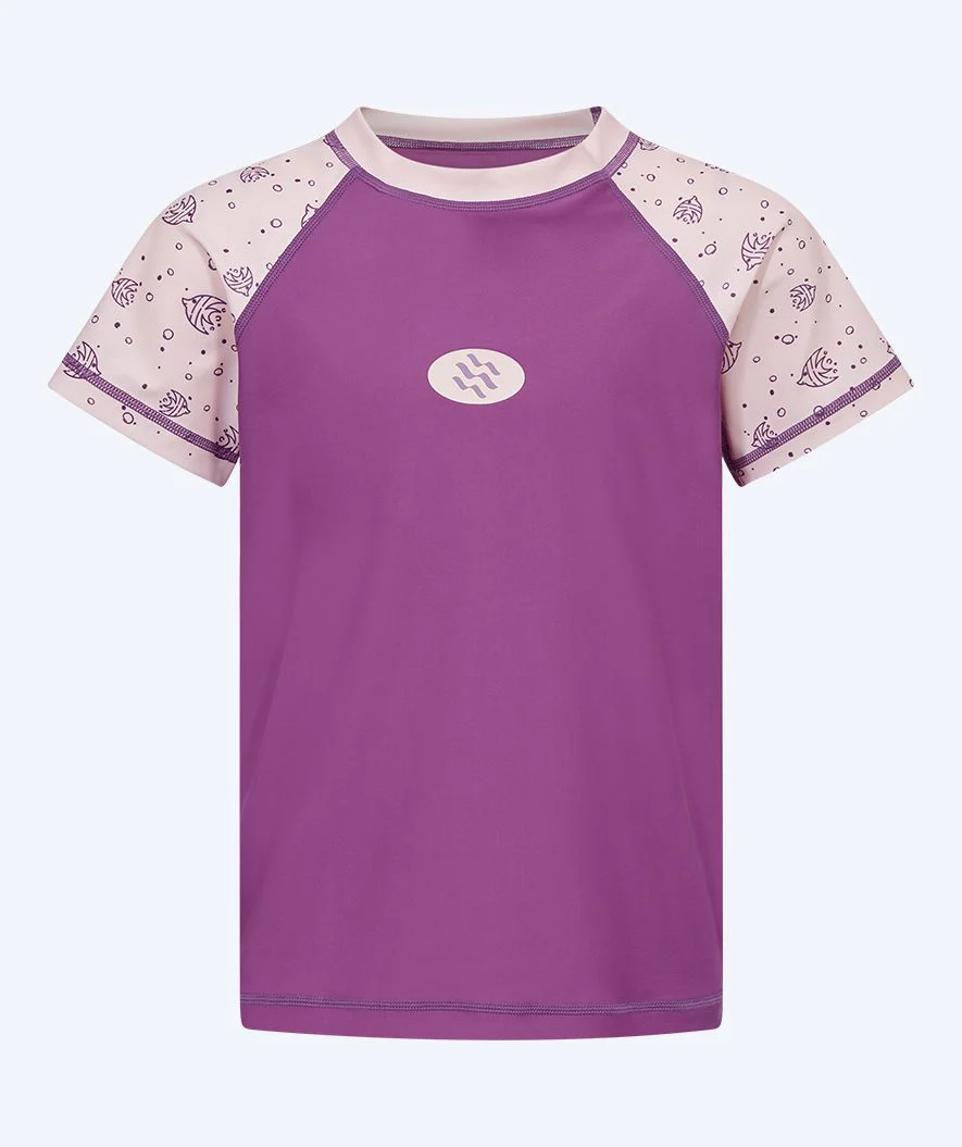 Watery UV Shirt für Kinder - Brandman Kurzarm Rashguard - Rosa/Lila - Image 10