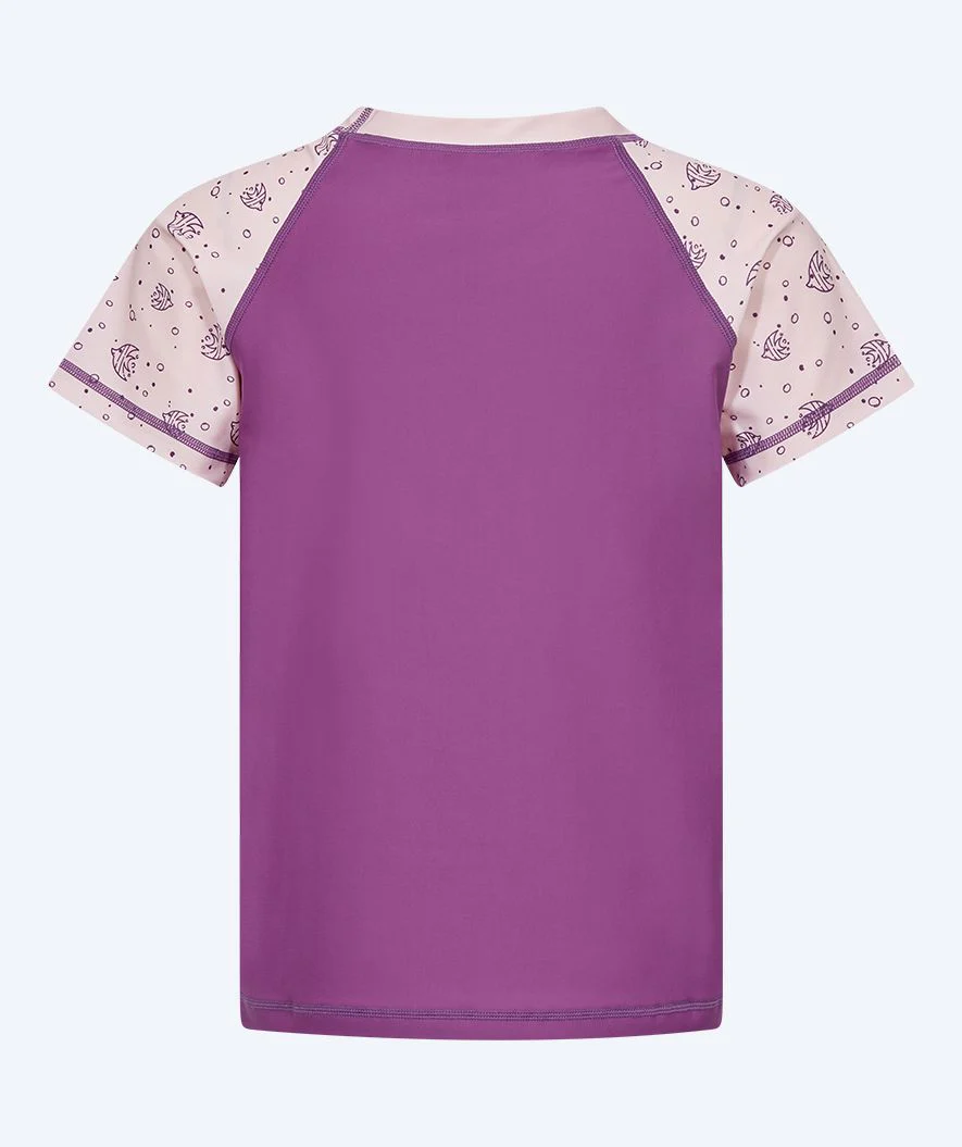Watery UV Shirt für Kinder - Brandman Kurzarm Rashguard - Rosa/Lila - Image 11