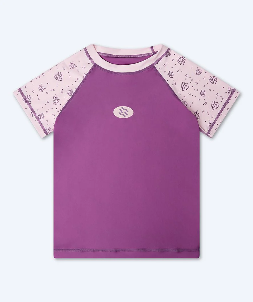 Watery UV Shirt für Kinder - Brandman Kurzarm Rashguard - Rosa/Lila - Image 12