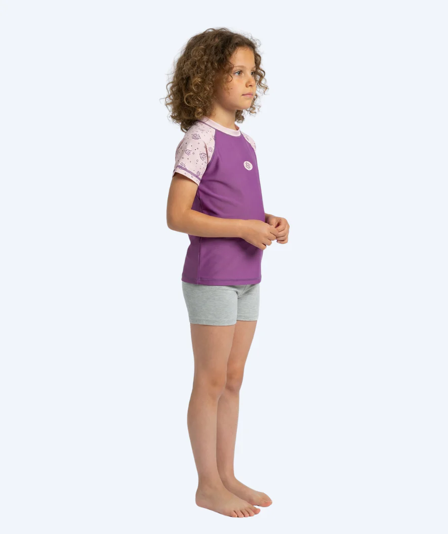 Watery UV Shirt für Kinder - Brandman Kurzarm Rashguard - Rosa/Lila - Image 5