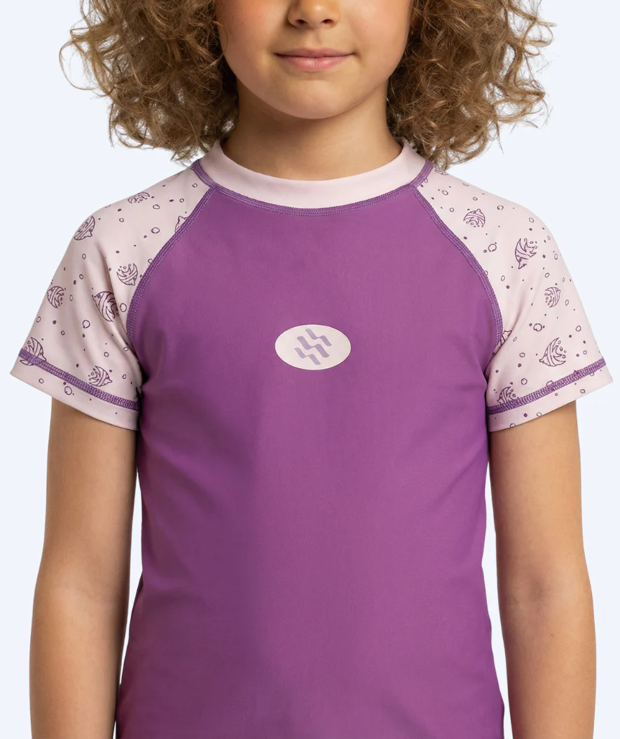 Watery UV Shirt für Kinder - Brandman Kurzarm Rashguard - Rosa/Lila - Image 6