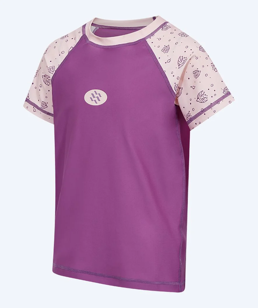Watery UV Shirt für Kinder - Brandman Kurzarm Rashguard - Rosa/Lila - Image 9