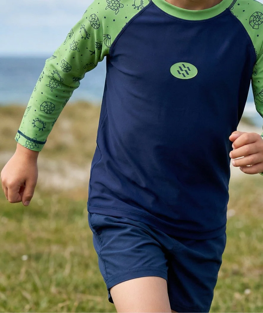 Watery UV Shirt für Kinder - Brandman Langarm Rashguard - Grün/Blau - Image 4