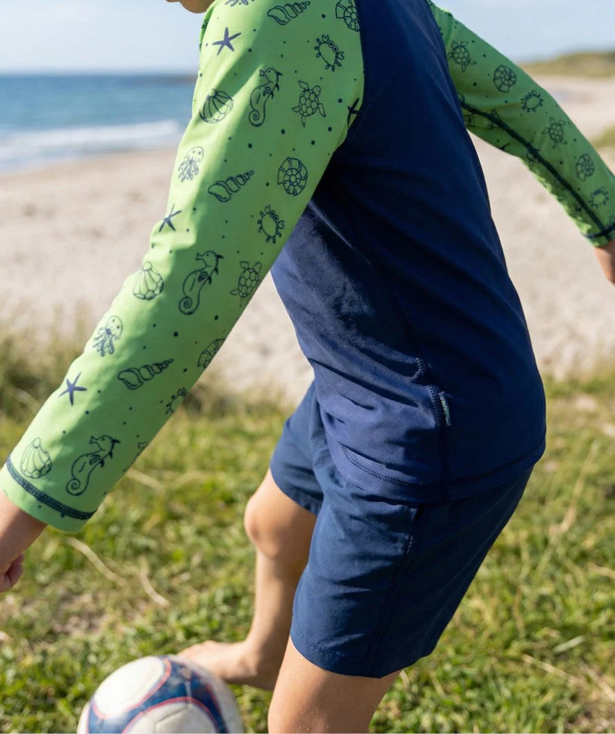Watery UV Shirt für Kinder - Brandman Langarm Rashguard - Grün/Blau - Image 5