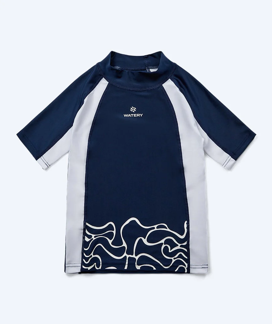Watery UV Shirt für Kinder - Chilton Kurzarm Rashguard - Donkerblau/Weiß - Image 12