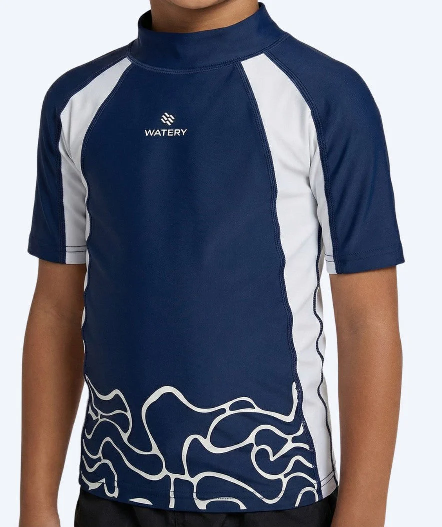 Watery UV Shirt für Kinder - Chilton Kurzarm Rashguard - Donkerblau/Weiß - Image 5