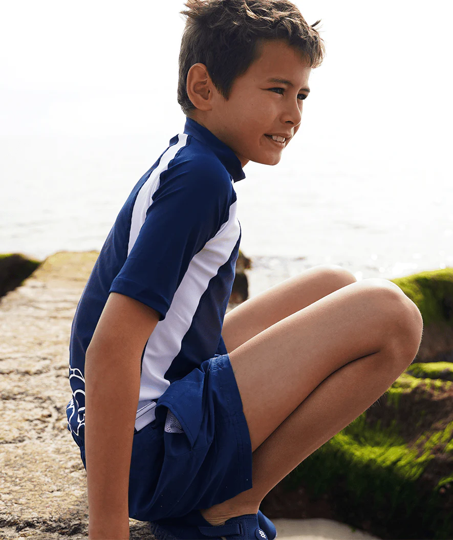 Watery UV Shirt für Kinder - Chilton Kurzarm Rashguard - Donkerblau/Weiß - Image 6