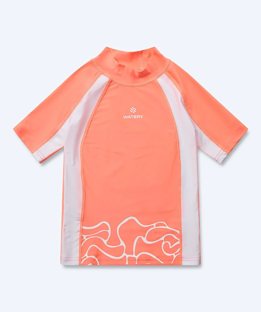Watery UV Shirt für Kinder - Chilton Kurzarm Rashguard - Hellrosa/Weiß - Image 11