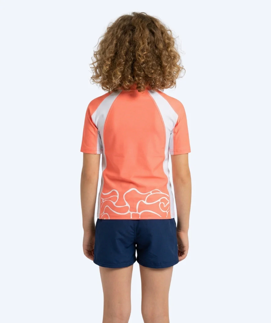 Watery UV Shirt für Kinder - Chilton Kurzarm Rashguard - Hellrosa/Weiß - Image 2