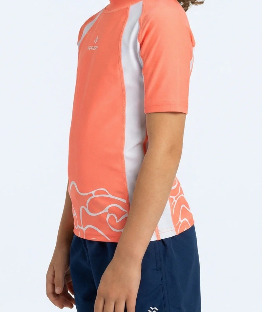 Watery UV Shirt für Kinder - Chilton Kurzarm Rashguard - Hellrosa/Weiß - Image 3